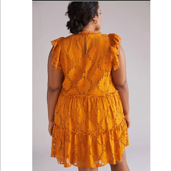 ANTHROPOLOGIE: Golden Floral Lace Dress - Picture 6 of 8